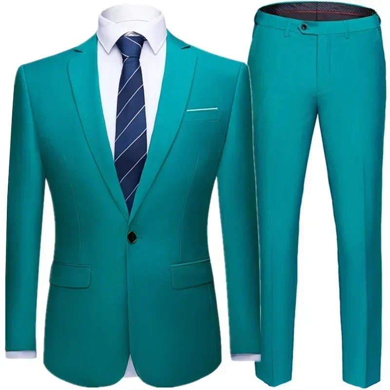 Vestido de Noiva do Noivo Conjunto Masculino, Blazer e Calças, Terno Casual, Casaco Banquete, Calças Empresariais, Casaco Clássico High End, 2 Pcs