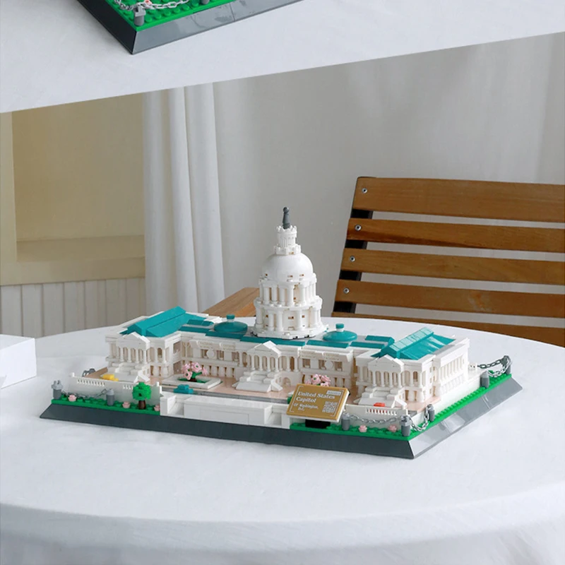 City Architecture Building Blocks The United States Capitol Model Set Bricks Assembled Toys Gifts Decoration Congress building