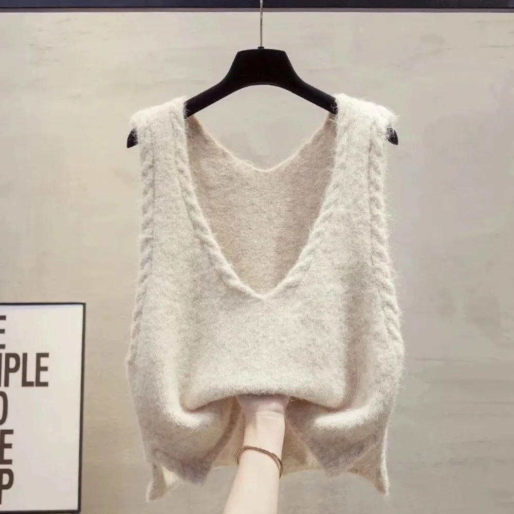 

Модный вязаный жилет с V-образным вырезом, свободный, дышащий, утягивающий, для женщин