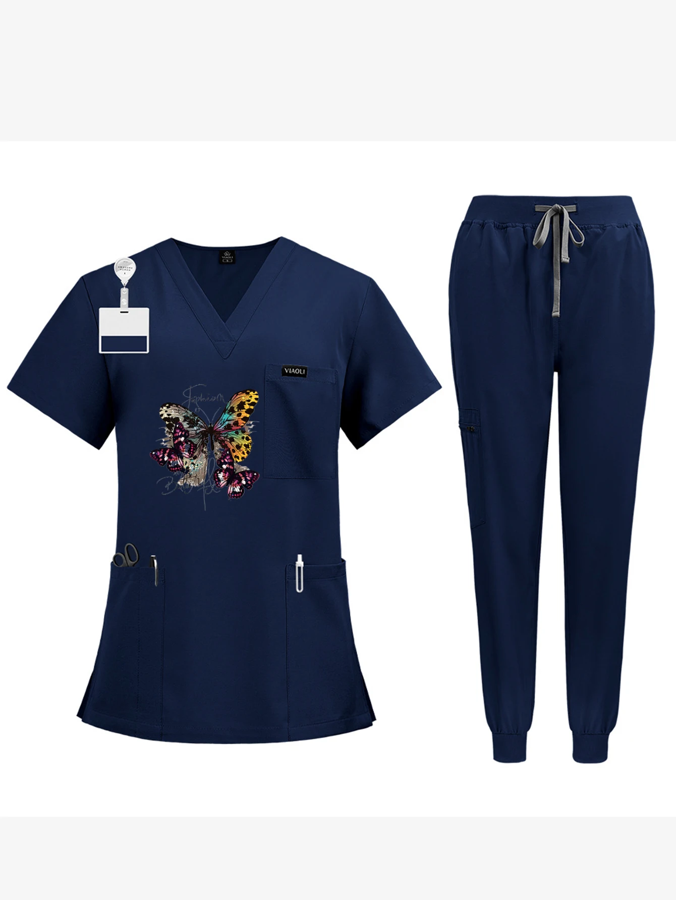 ชุดสครับแพทย์แขนสั้นสำหรับผู้หญิง สีใหม่ ลายพิมพ์แบบกำหนดเอง/DIY/พิเศษ สำหรับพยาบาล ศัลยแพทย์ ผู้ดูแลผิว ชุดป้องกันการติดเชื้อ