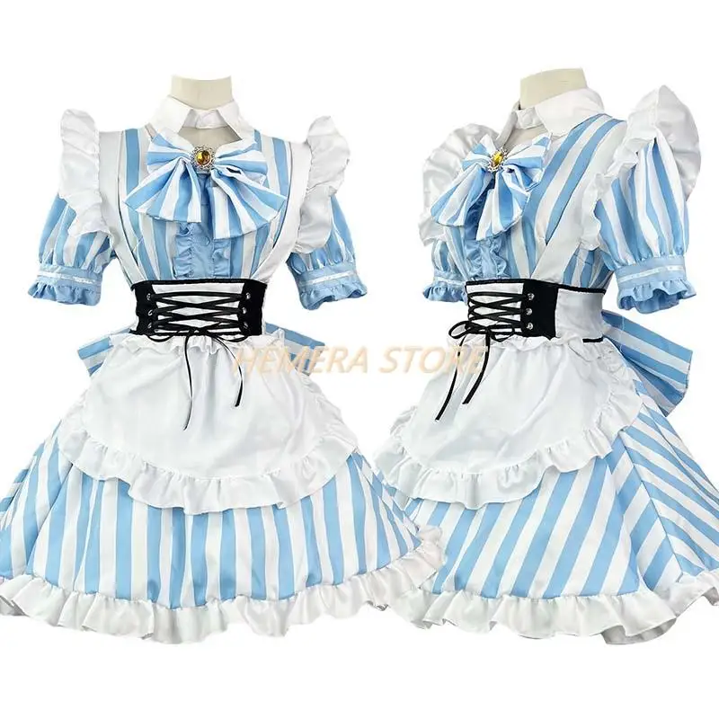 Costume de Cosplay du Jeu Azur Lane Shirakami Fubuki, Robe Tablier, Uniforme de Carnaval d'Halloween pour Femme