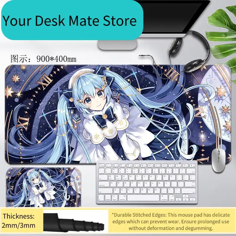 Hatsune Miku Wedding Dress Anime Extended Gaming Mouse Pad Non-Slip Anti-Dirt Large Desk Mat view 4