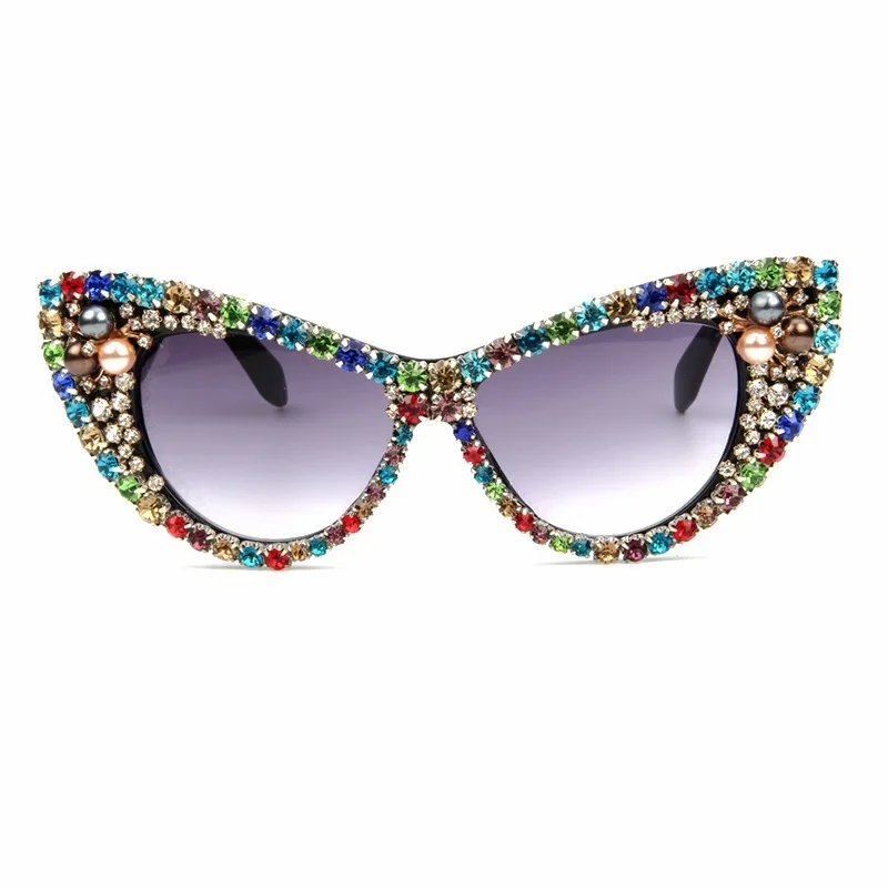 

2026 New Luxury Diamond Sexy Ladies Cat Eye Glasses Women Men Vintage Brand Design Trending Sexy Crystal Rhinestone Eyewears