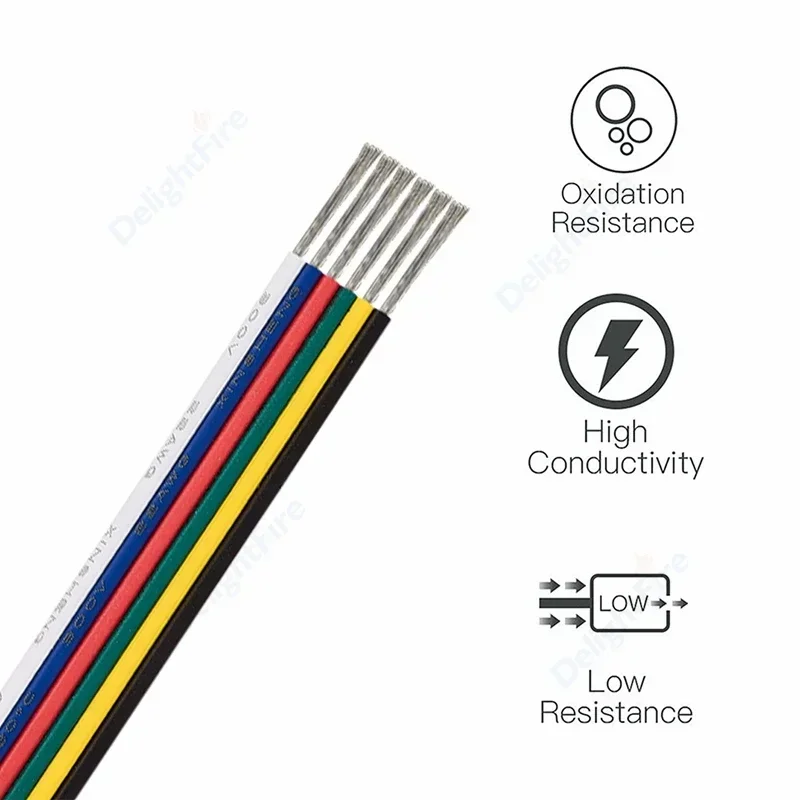 2/3/4/5/6pin przewód elektryczny kabel LED 5-100m przedłużacz LED do RGB RGBW RGBWW SMD WS2812B taśma LED złącze JST