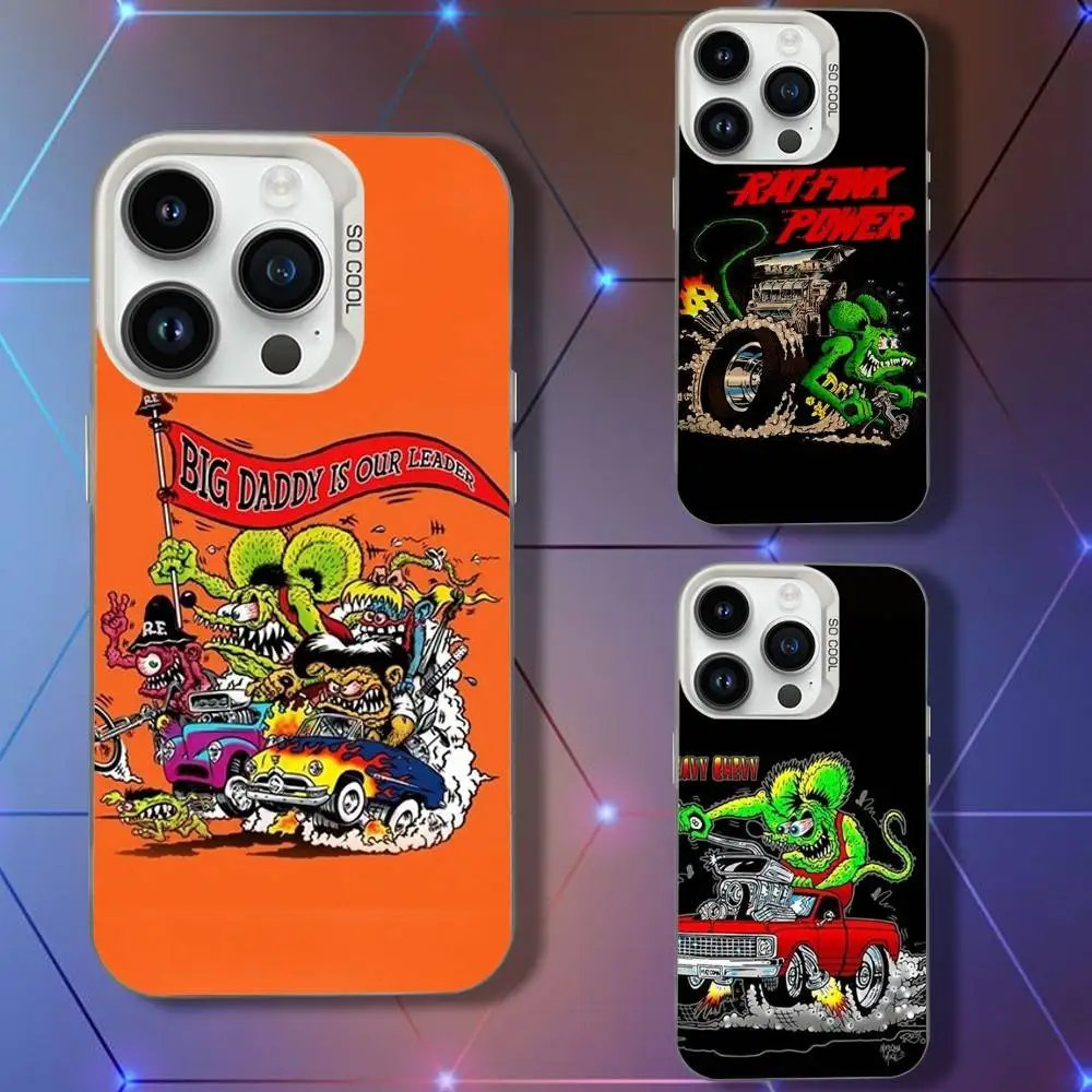 

Cartoon Surf R-Rats F-Finks Phone Case For iPhone 16,15,14,13,12,11,Pro,XS,Max,Plus,Mini,SE White Candy Matte Shockproof Cover