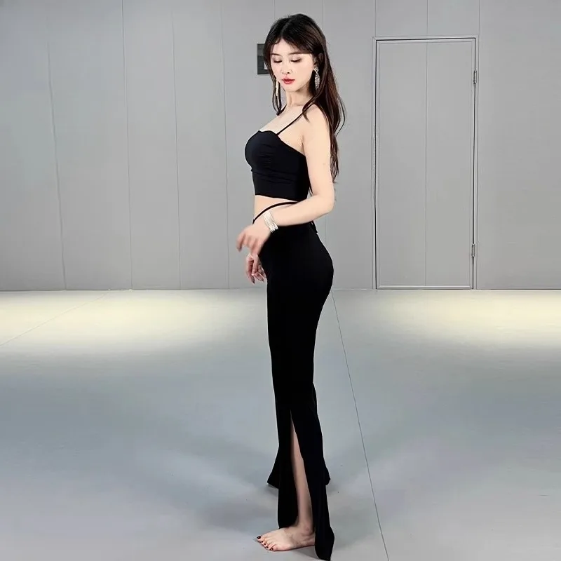 costume di danza del ventre personalizzato latino sexy diviso svasato pantaloni da esercizio dimagranti pantaloni da ballo per spettacoli di danza orientale