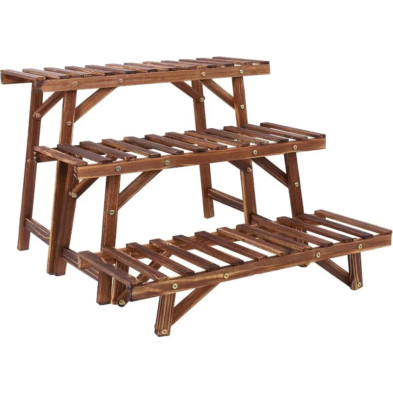 

Large 3 Tier Heavy Duty Wood Plant Stand Organizer Flower Shelf Brown