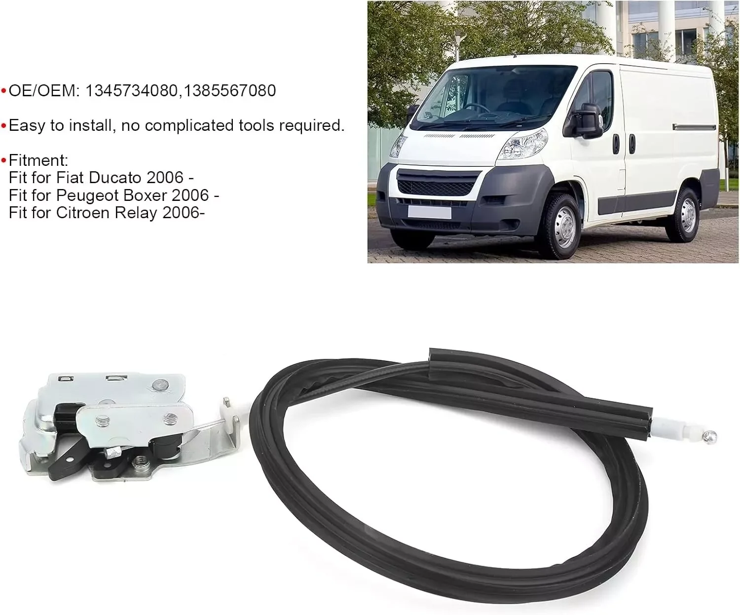 

1pc Car Rear Door Lower Latch Lock Catch Cable For Fiat Ducato Peugeot Boxer Citroen Relay OEM1345734080 Car Accessories