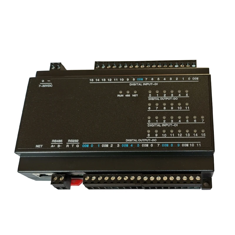 

16 DI 12 DO Digital Input Relay Output 232 485 Ethernet LAN RJ45 Modbus RTU TCP IP DIN Rail Remote IO Controller I/O T-043