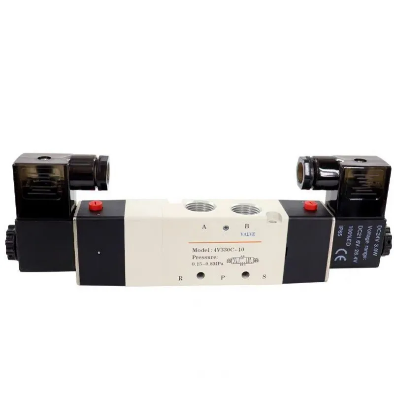 4V Series Pneumatic Valve 5/2 5/3 Air Electromagnetic AC220V DC24V DC12V Solenoid Valves Controller4V330P 4V330E 4V330C -10