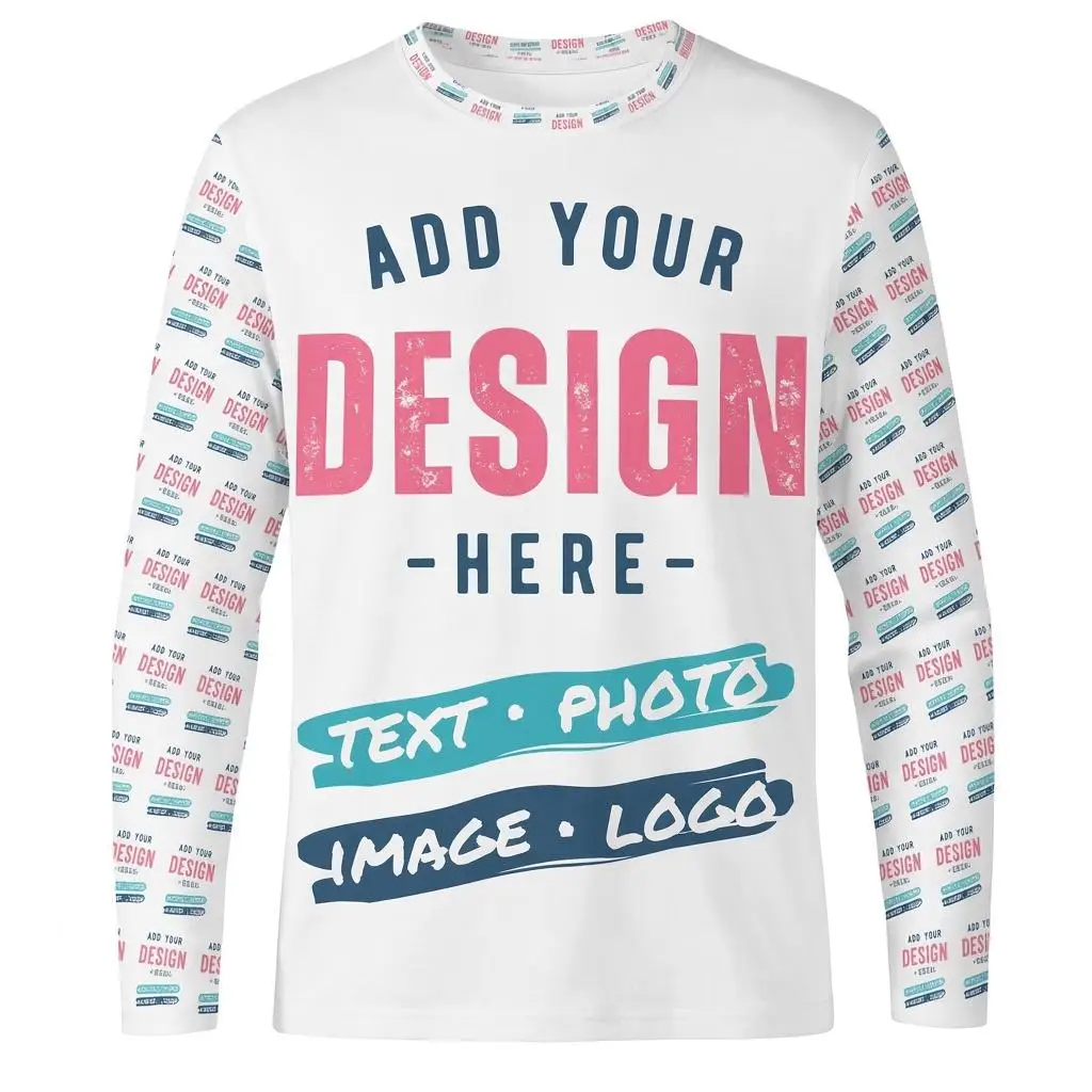 Custom Long Sleeve T Shirt All Over Print Personalized T Shirt Custom Text Photo Logo Graphic Tee Men's Women's Casual Clothing - view 4