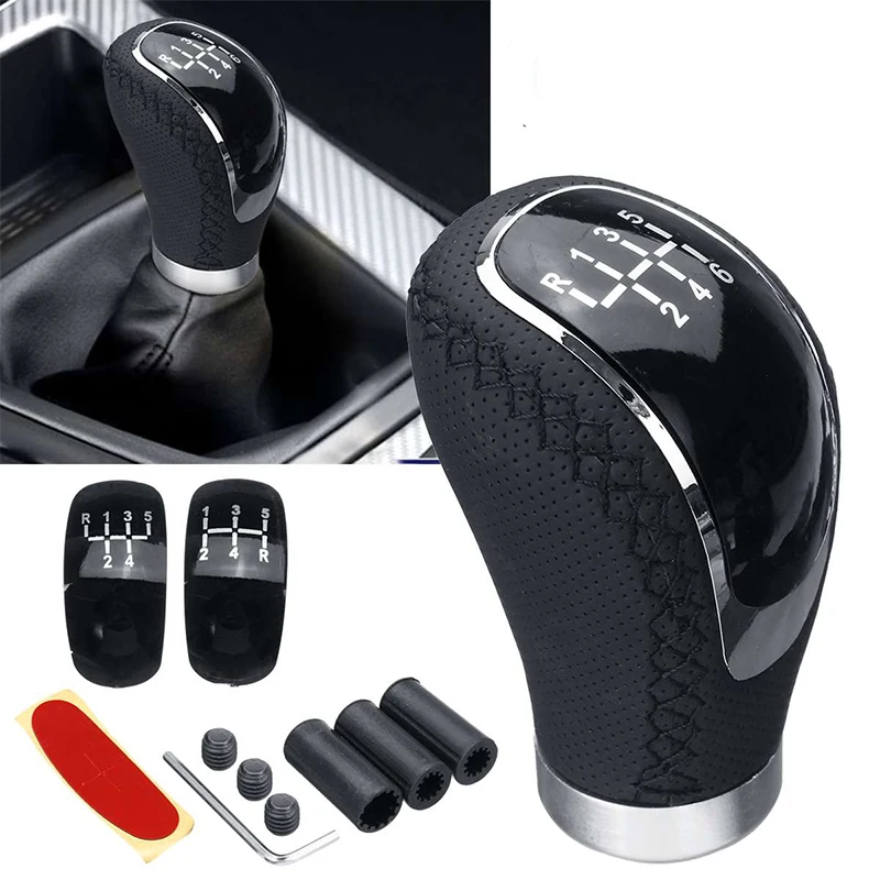 

5 6-скоростная автомобильная кожаная ручка переключения передач, рычаг переключения передач, головка AT MT, подходит для Honda Toyota Nissan Mitsubishi Ford