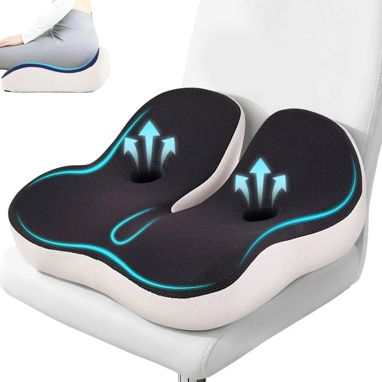 

Ergonomic Seat Cushion for Office, Car, and Wheelchair - Relieve Sciatica and Sitting Pain