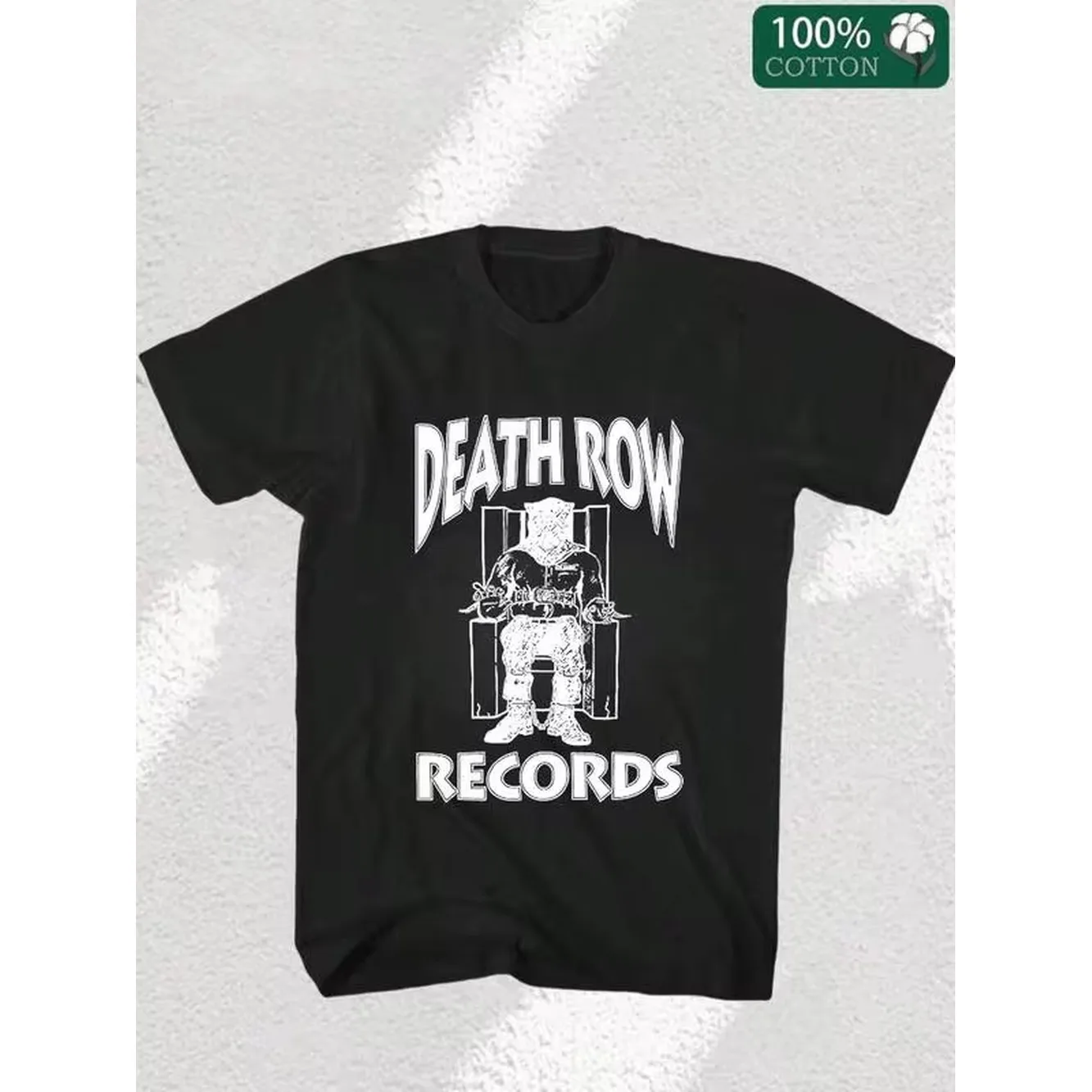 Men's 100% Cotton Death Row Graphic T-Shirt, Men's Christmas 220g Heavy Cotton T-Shirt(1 PC)