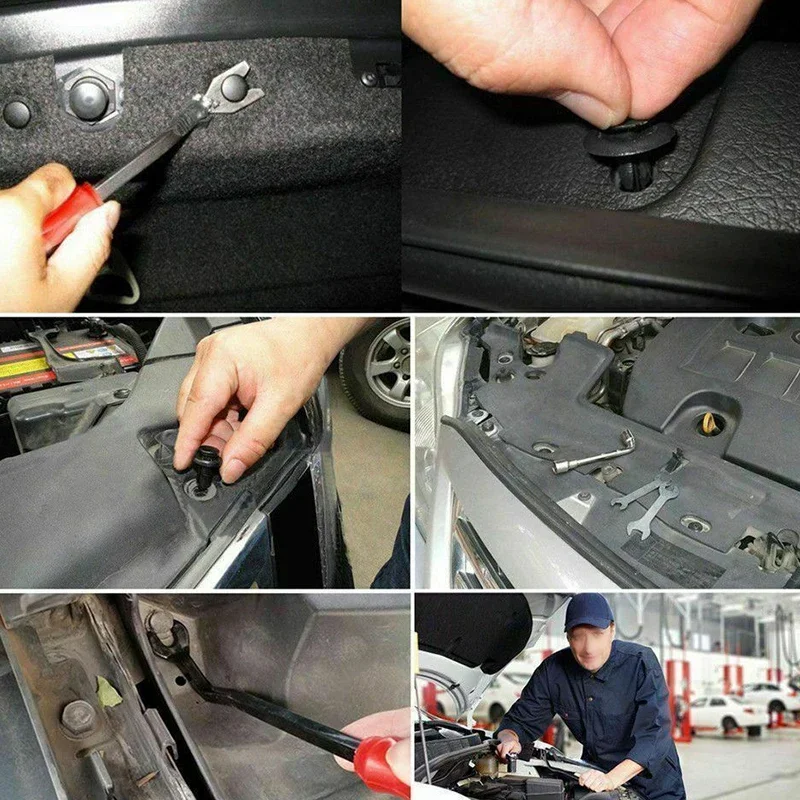 100Pcs Car Plastic Fastener Clips Auto Push Pin Rivet Screw Bumper Door Trim Panel Fender Car Audio Disassembly Tools Kit
