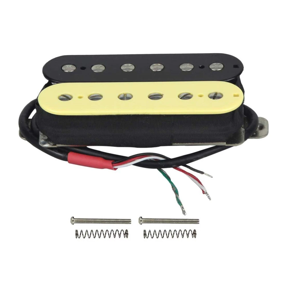 1 Set 2 Pcs Neck and Bridge High Output Alnico 5 Guitar Pickup Double Coil Humbucker Pickups For Electric Guitar (Cream+Black)