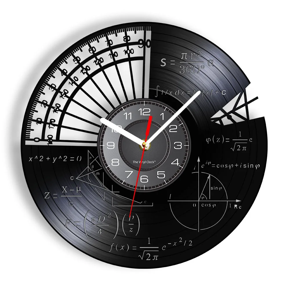 Math Equation Vinyl Record Wall Clock For School Classroom Science Physics Album Artwork Clock Modern Design Vintage Wall Watch