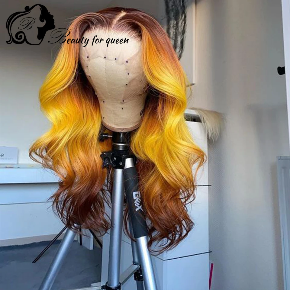 Tawny Human Hair Wigs 100% Human Hair Quality 13x4 Lace Frontal Wig Long 180% Density Wearing Wigs While Shopping Is Great HD