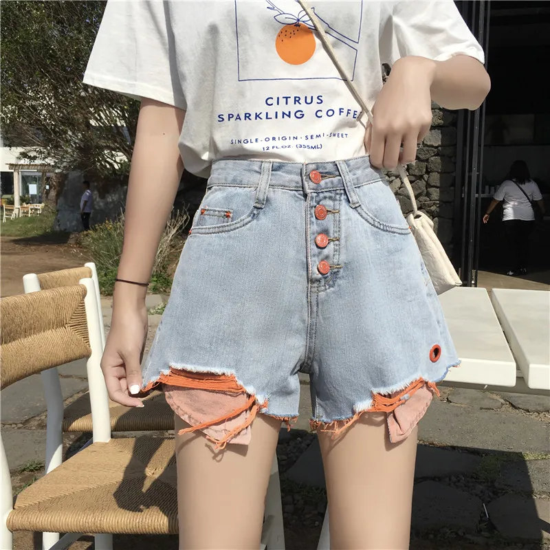 

Hyuna High Waist denim shorts for women's summer 2024, new Korean version oversized loose and slim wide leg hot pants