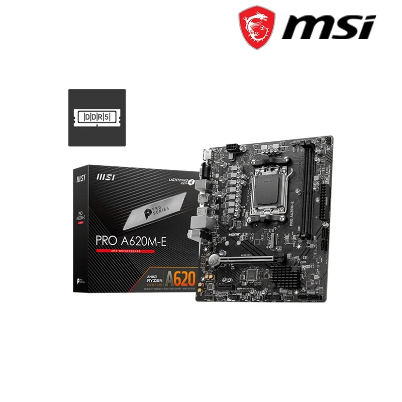 AMD PRO A620M-E Micro-ATX AMD DDR5 6400 +(OC) MHz M.2 PCIe 4.0x16 64G, AMD Ryzen 지원, 신제품™7000 시리즈 AM5 마더보드