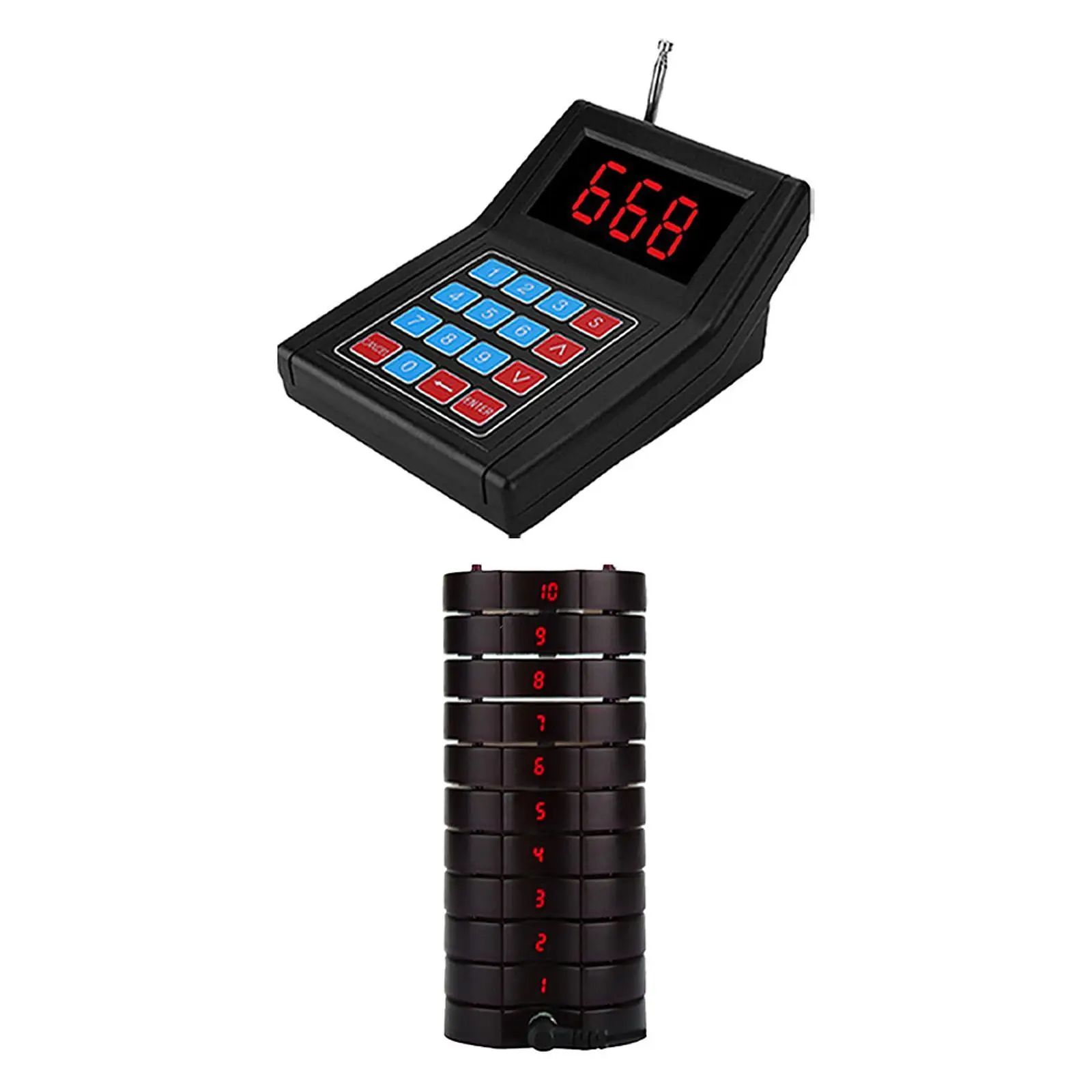 Restaurant Pager System 1 to 10 Pagers Convenient 3 Indication Modes High Sensitivity Wireless Paging Queuing Calling System