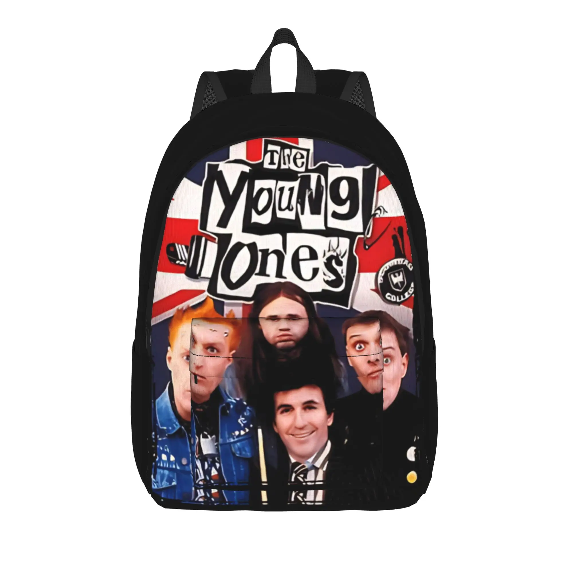 Mochila escolar vintage de estilo británico con diseño de comedia culta para la temporada de regreso a clases, mochila para estudiantes universitarios de The Young Ones, estilo High Street