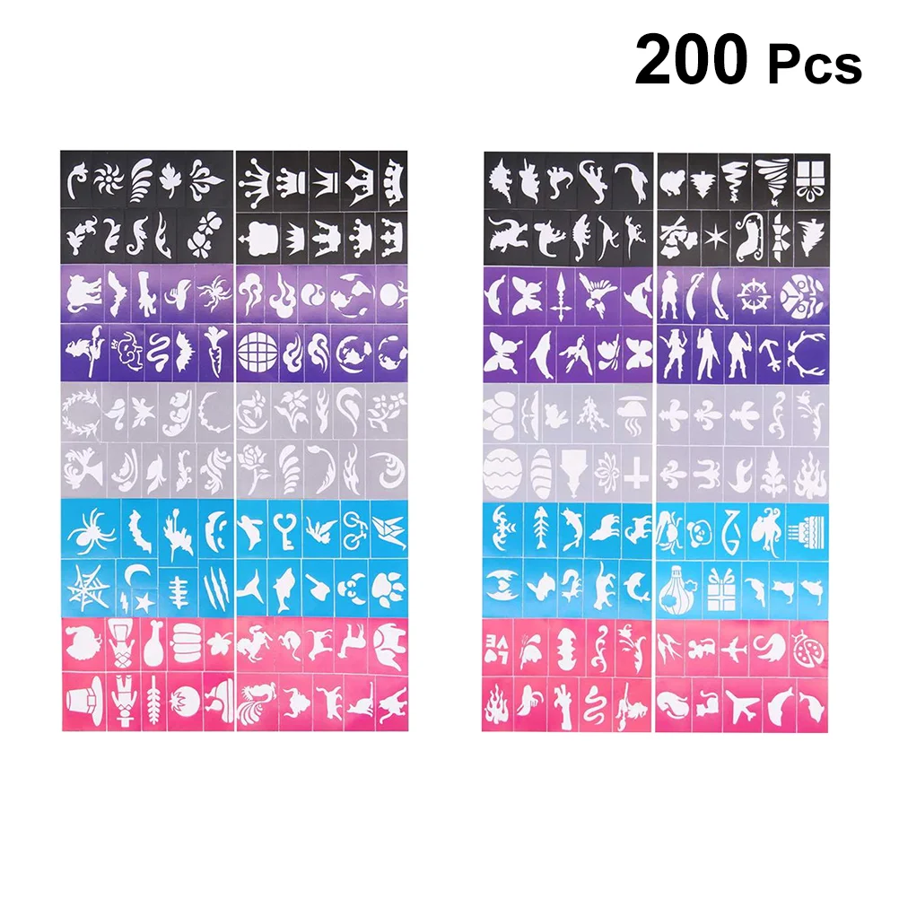 

200 Pcs Beautiful Designs for Hand Paint Templates Painted Drawing Props Beginner-friendly Stencils Tattoos Glitter Thigh