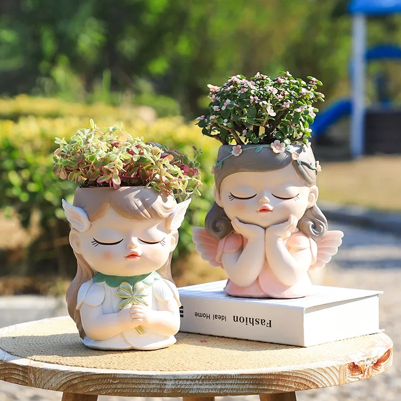 

Cute Magic Elf Resin Succulent FlowerPot Creative Outdoor Balcony Micro Landscape Green Plant Small Plants Pot Crafts Decoration