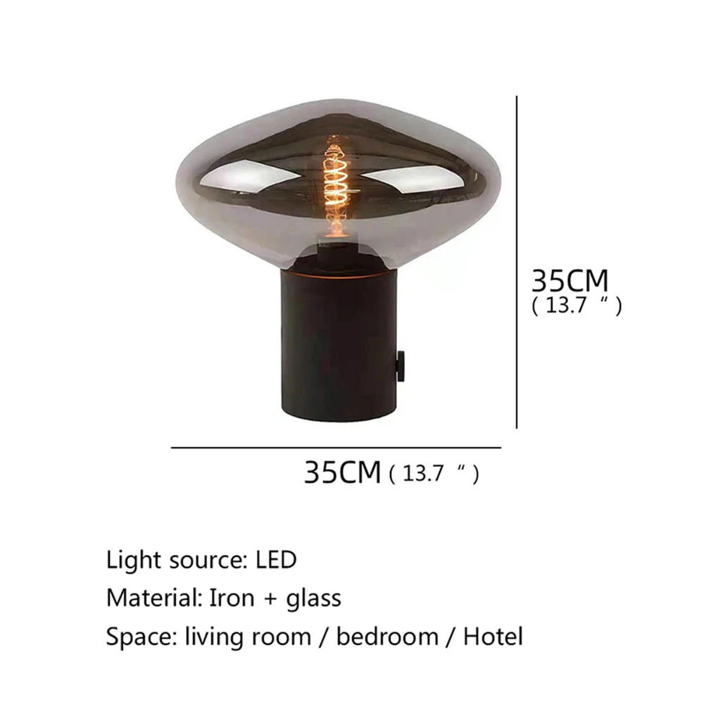 AFRA Nordic Contemporary Table Lamp Simple Black Glass Desk Light LED Home Decor Bedside Parlor