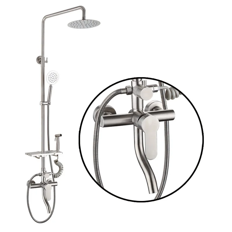 

Four-speed Stainless Steel Shower Set, Bathroom 304 Stainless Steel Rain Shower Spray Gun Pressurized Shower Set