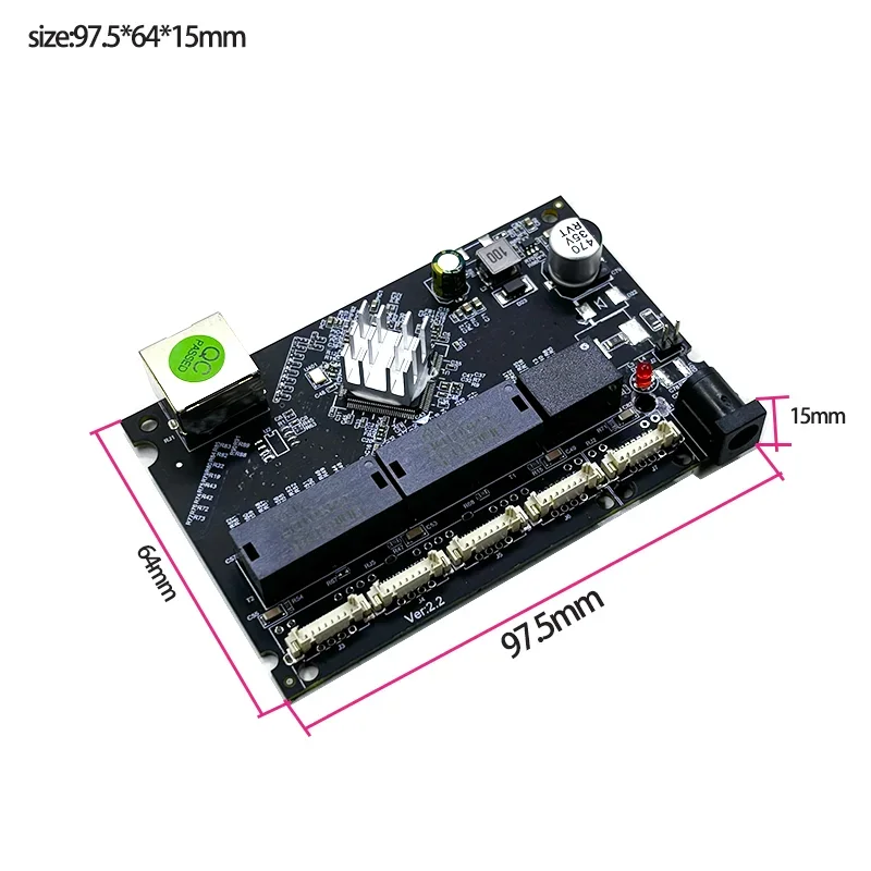 OEM PBC 8 Port Gigabit Ethernet Switch 8 Port met 8 pin way header 10/100/1000 m hub 8way power pin Pcb board OEM schroef gat