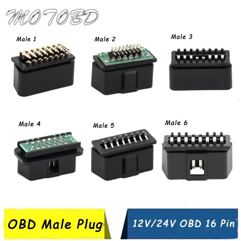 2024 Hot OBDII OBD2 16Pin Male Connector OBD II Male Plug Adapter OBD 2 Connector Male Sockets Diagnostic Tools