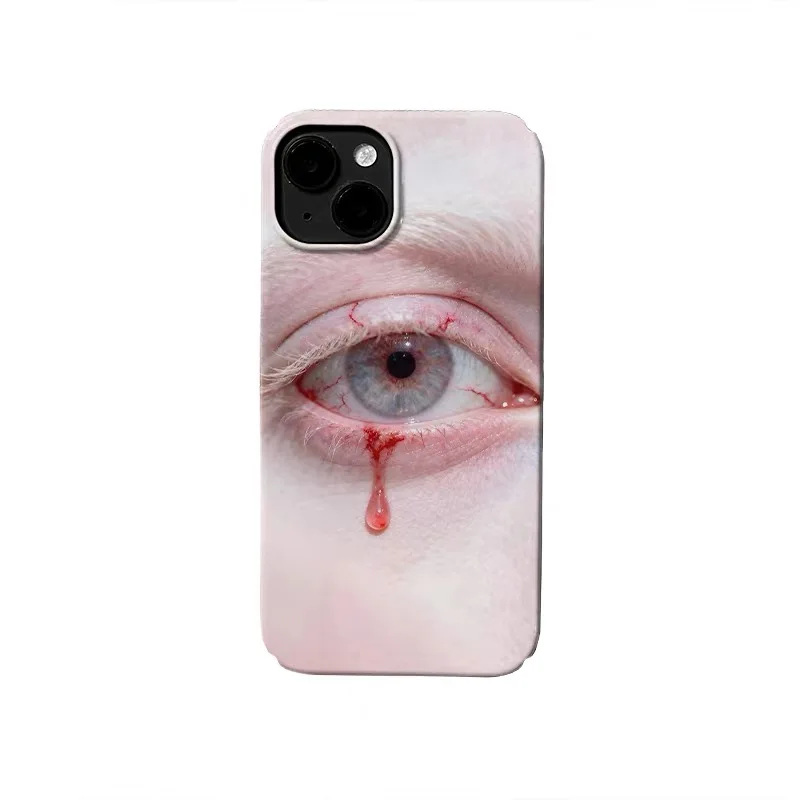 

Ins Korean Pink Bleeding Eyes Phone Case for IPHONE 17 Air 16E 15 PROMAX 14 Plus 13 12 MINI 11 PRO 16Plus XR Acrylic Phone Cover