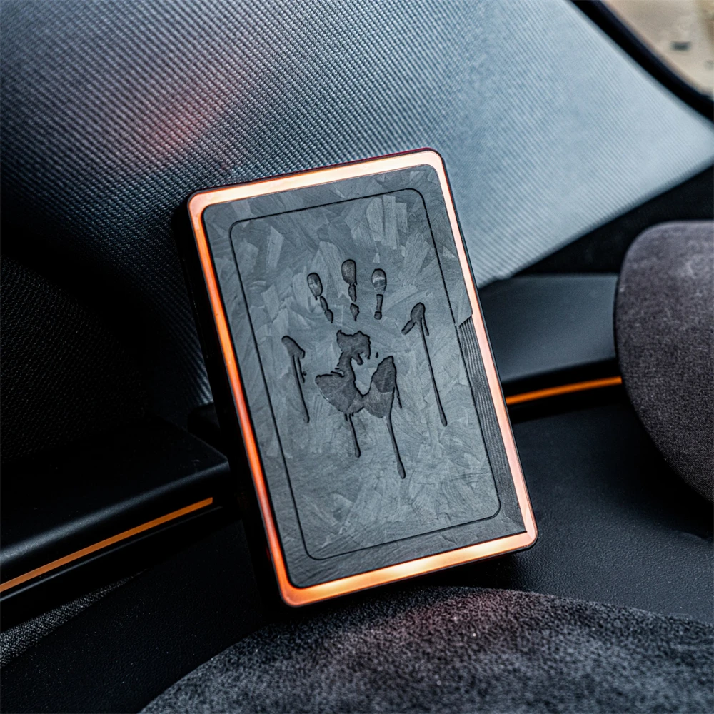 

Palmprint Carbon Black Knife Card Carbon Fiber Patch EDC Tactical with Hook for Clothing Backpack Decoration