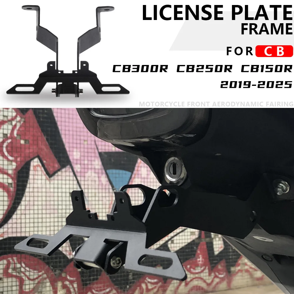 

FOR HONDA CB300R CB250R CB150R 2019-2025 Motorcycle Accessories Registration License Plate Holder LED Light Fits