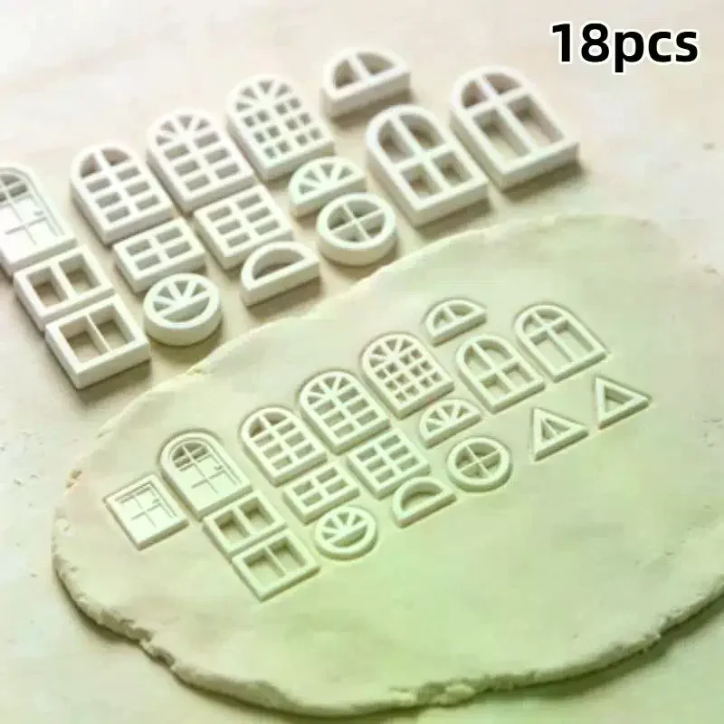 18Pcs Mini Window Shaped Clay Stamp Molding Kit Window Pattern DIY Stamps For Polymer Clay Wax Resin Pottery Crafts