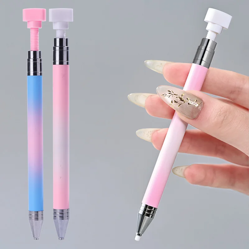 KANIU 1PCS Macaron Aradient Diamond Painting Pen Rotating Glue Point Drill Pen with Wax Refillable Wax Pen Nail Rhinestone Pen