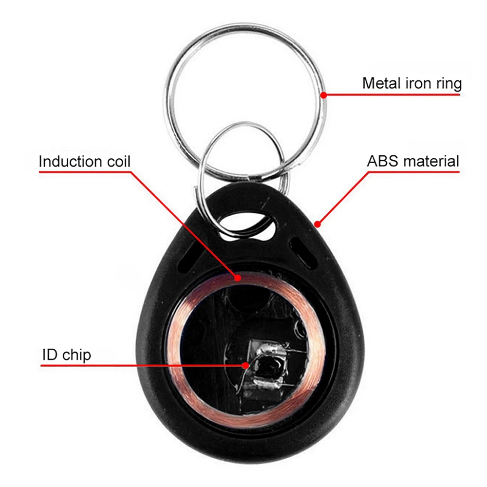 RFID EM4100 KeyFob Tag متوافق مع قارئ معرف 125 كيلو هرتز لباب الدخول وبطاقة قفل الأمان، للقراءة فقط