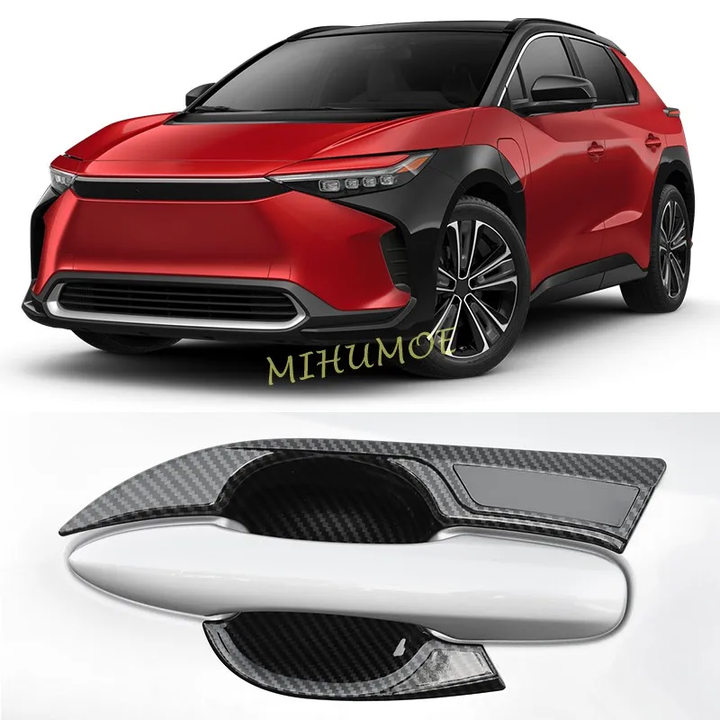 

For Toyota bZ4X Subaru Solterra 2023 2024 2025 Car Styling Door Handle Cover Surrounds Trims Carbon Fiber 4Pcs