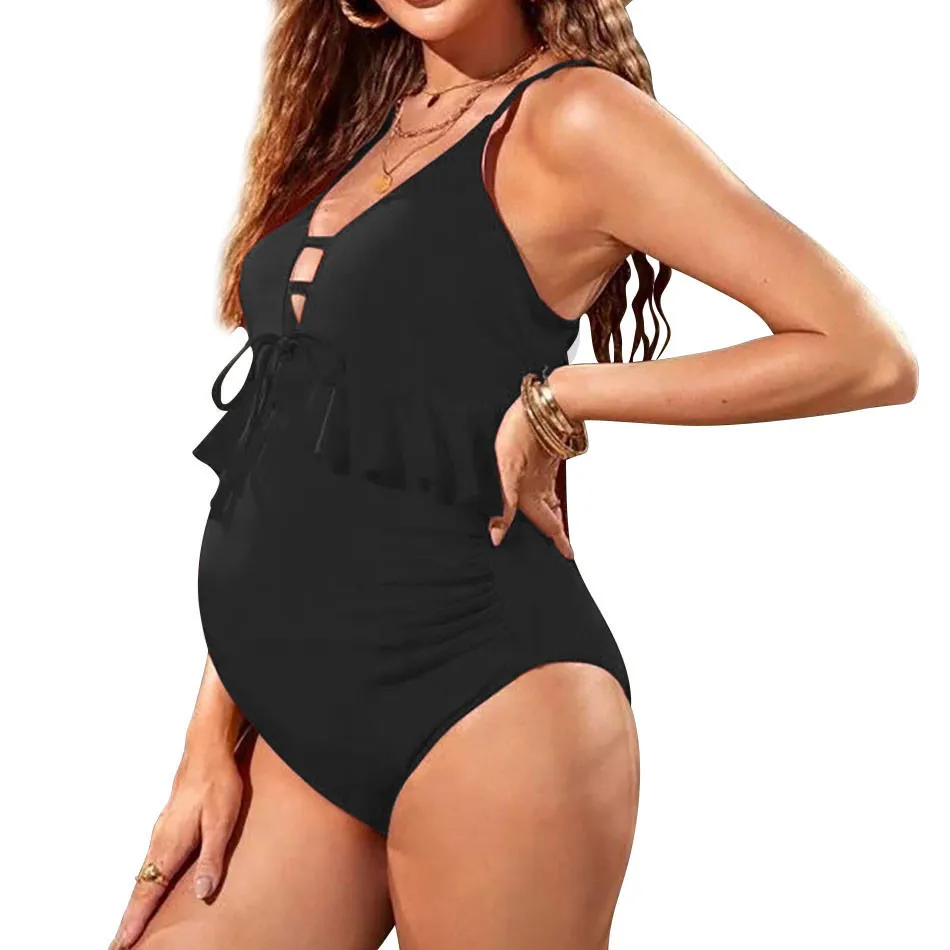 Trajes de baño para mujeres embarazadas, nuevo traje de baño de maternidad de una pieza, Bikini, aguas termales, playa, natación al aire libre, ropa de maternidad