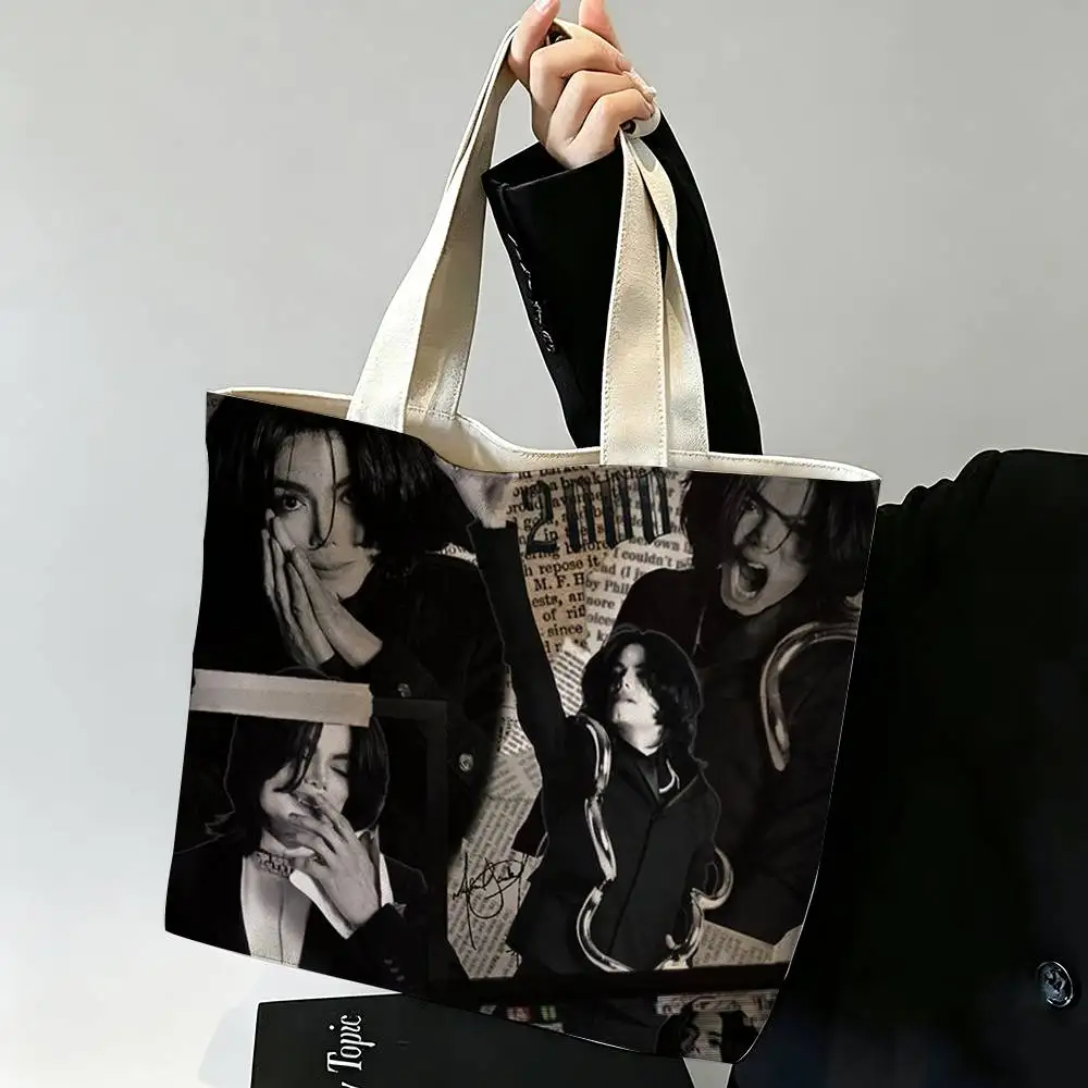 Music Legend Michael J-Jackson  Printed Canvas Tote Bag Shoulder Bag Commuter Mommy Shopping Bag