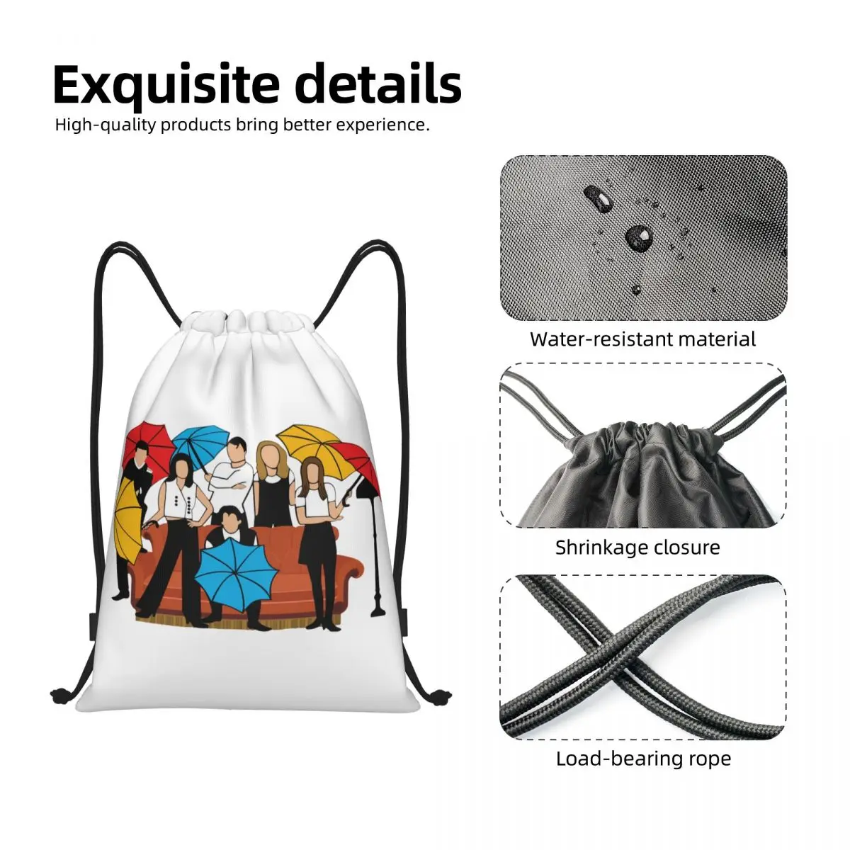 Custom Friends TV Show Drawstring Bag Men Women Lightweight Sports Gym Storage Backpack
