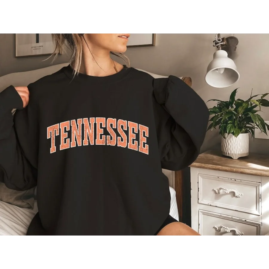 Casual sweatshirt met ronde hals Lente en herfst Lange mouwen Engelse bedrukte losse top met ronde hals, vol persoonlijkheid