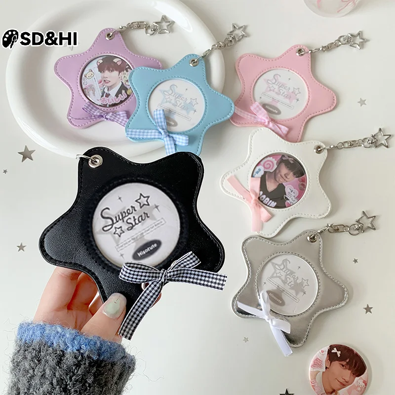 INS Korean Style Fashion Stars Photo Card Holder Cute Girl Idol 3-Inch Photo Storage Cartoon Backpack Decoration Keychain Gift