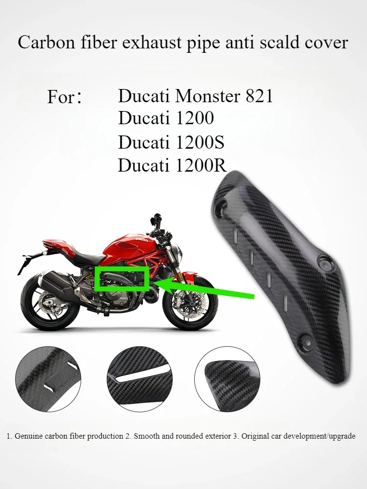 Motorcycle Exhaust Heat Shield Mufler Pipe Cover Guard Anti-Scalding Shell Slip-on for Ducati Monster 821 1200 1200S 1200R