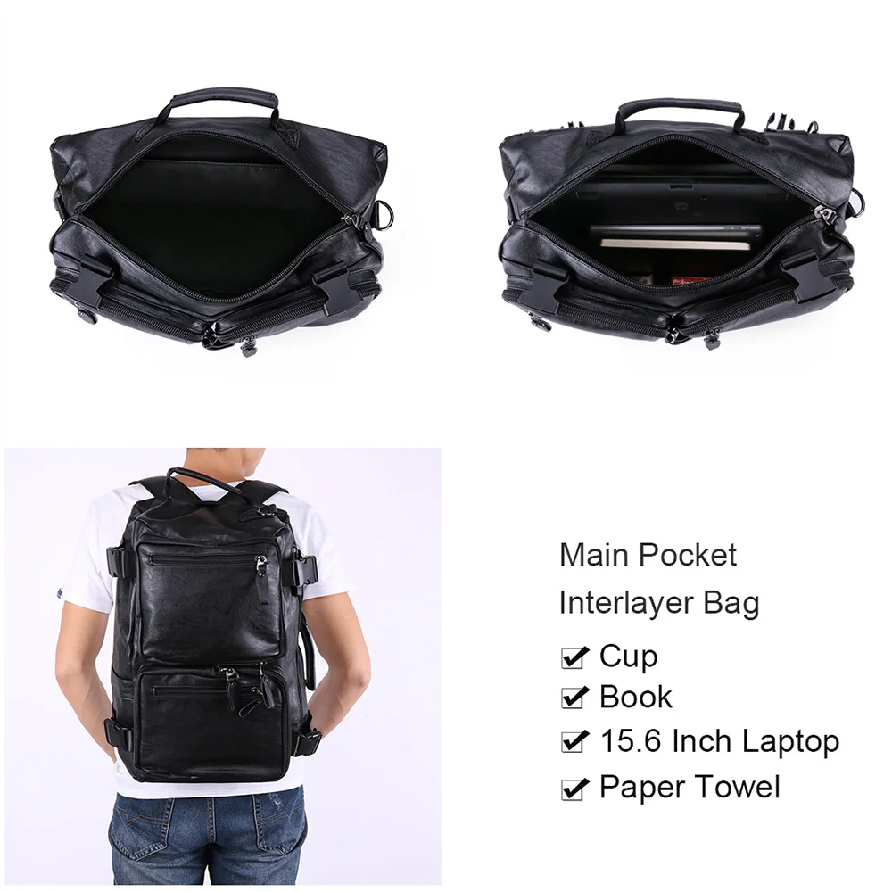 Sac à main MessGrass en cuir PU souple pour homme, étui à bombes d'affaires, sac à main pour ordinateur portable 15.6 ", 3 utilisations, sac à main multifonctionnel lancé, fourre-tout masculin