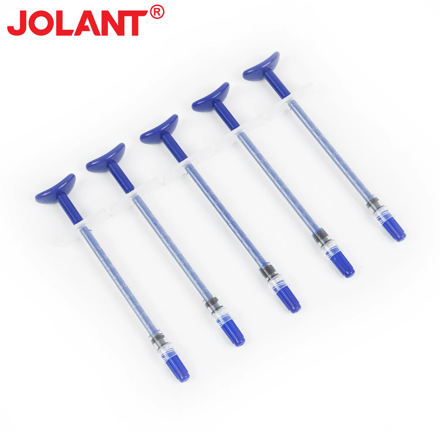 JOLANT 5pcs Dental Irrigation Syringe Blue Plastic 1ML Disposable Syringe Teeth Whitening Dental Tools