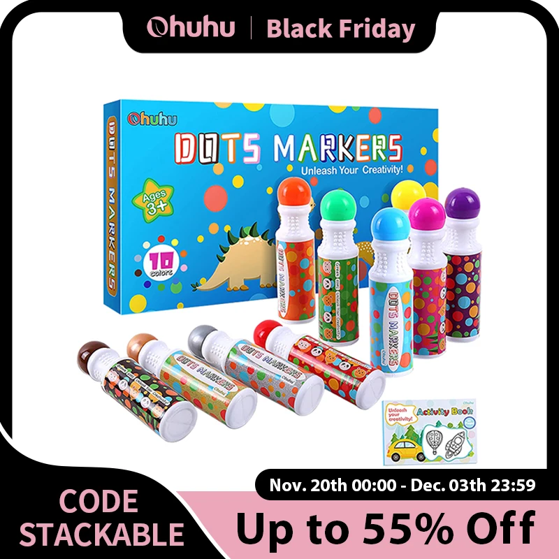 

Ohuhu Dot Makers Bingo Pen Mini Graffiti Flowing Pen Washable Paint Signature Pen Watercolor Pen Children's Painting Tools Kids
