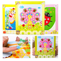 Kids Handmade DIY Button Stickers Paste Painting Puzzle Children Cartoon Creative Sticker Art Class Painting Drawing Craft Toys