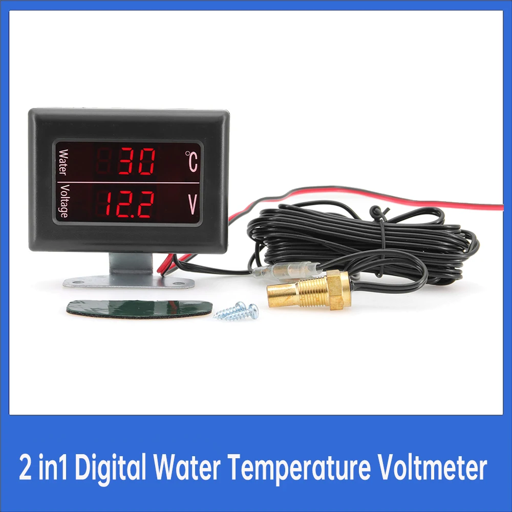

High-precision Digital Water Temperature Gauge for Car and Truck Tuning Universal Electronic Digital 2 in 1 Gauge with Sensor